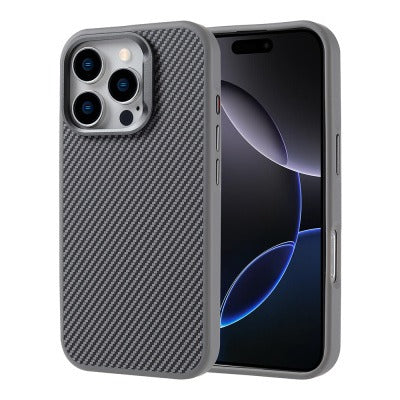 Apple iPhone 16 Pro Max Kılıf M-safe Şarj Özellikli Karbon Fiber Görünümlü Zore Troy Kapak
