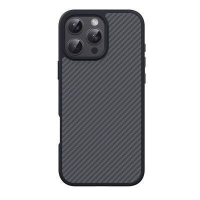 Apple iPhone 16 Pro Max Kılıf M-safe Şarj Özellikli Karbon Fiber Tasarımlı Zore Elnino Kapak