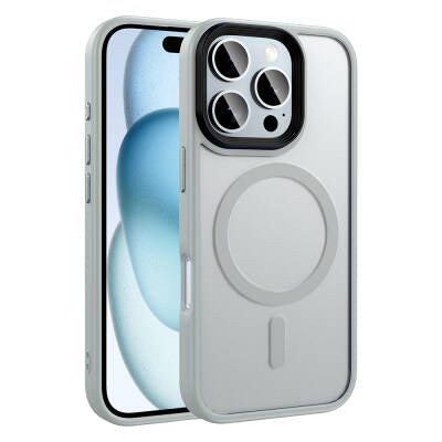 Apple iPhone 16 Pro Max Kılıf Mat Arka Yüzey Wireless Şarj Özellikli Zore Flet M-safe Kapak