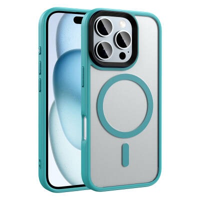 Apple iPhone 16 Pro Max Kılıf Mat Arka Yüzey Wireless Şarj Özellikli Zore Flet M-safe Kapak