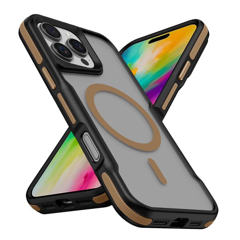Apple iPhone 16 Pro Max Kılıf M-safe Şarj Özellikli Renkli Kenar Airbag Şeritli Zore Lamer Kapak
